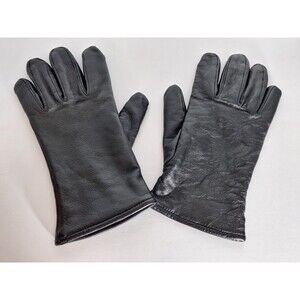 Vintage Samco Black Leather Gloves Unisex Sz 9 Lined Wool Blend Winter Classic